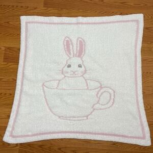 Barefoot Dreams Cozychic Bunny Baby Blanket Teacup Pink White Cream